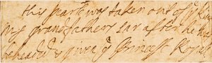 Nota manuscrita de Queen Mary II of England