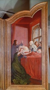 El Parentesco Sagrado, o el Retablo de Santa Ana, (detalle) de Quentin Massys or Metsys