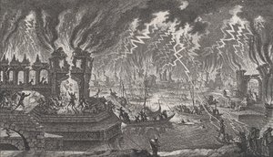 Vista de un incendio, siglo XVIII de Quentin Pierre Chedel