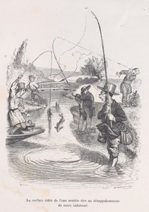 El agua ondulante parece burlarse de nuestra desgracia. de las Pequeñas Miserias de la Vida Humana..., 1843 de Quichon