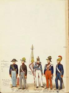 Uniformes militares, lámina en color de Quinto Cenni de Quinto Cenni