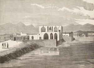 Palacio del Vicegobernador italiano, Massawa, Eritrea, grabado de un dibujo de Quinto Cenni y un boceto de Pieragostini, de L