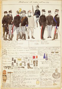 Variaciones de uniformes del Reino de Italia, placa en color de Quinto Cenni de Quinto Cenni