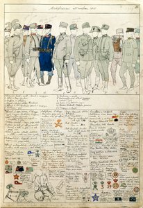 Variaciones de uniformes del Reino de Italia, lámina en color de Quinto Cenni de Quinto Cenni