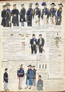 Uniformes y distintivos de la Marina y de varias fuerzas del Reino de Italia por Quinto Cenni, placa en color de Quinto Cenni
