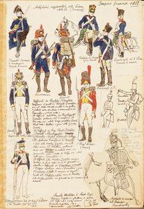 Uniformes de Artillería del Reino de Francia, lámina en color de Quinto Cenni de Quinto Cenni