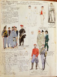 Uniformes del ejército del sur de Italia del gobierno provisional por Quinto Cenni, lámina en color de Quinto Cenni