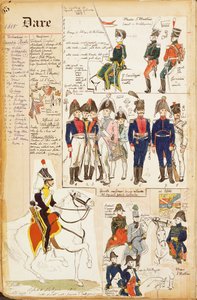 Varios uniformes, por Quinto Cenni, placa en color, circa 1815 de Quinto Cenni