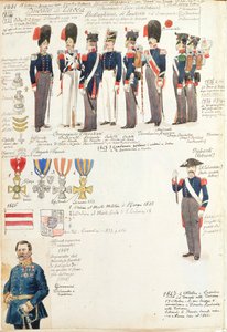 Varios uniformes del Ducado de Lucca por Quinto Cenni, placa en color de Quinto Cenni