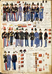 Varios uniformes del Ducado de Parma por Quinto Cenni, lámina en color de Quinto Cenni