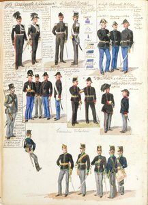 Varios uniformes del Gran Ducado de Toscana por Quinto Cenni, placa en color