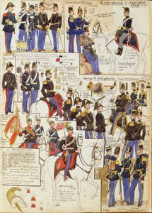 Varios uniformes del Gran Ducado de Toscana por Quinto Cenni, placa en color de Quinto Cenni