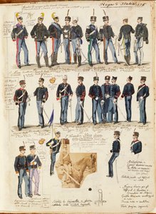 Varios uniformes del Reino de Italia por Quinto Cenni, placa en color de Quinto Cenni