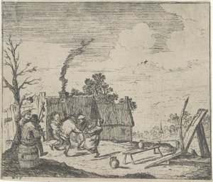 Granjeros bailando con la música de dos músicos de Quirin Boel (possibly)