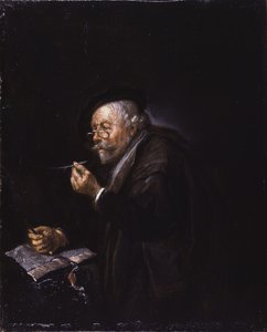 El viejo escribiendo de Quiringh Gerritsz. van Brekelenkam