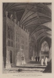 El santuario del Obispo Foxe, fundador del Corpus Christi College, Oxford, en la Catedral de Winchester de R. (after) Essex