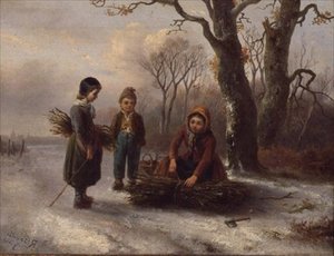 Niños recogiendo leña, c.1884