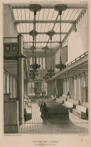 Casa de los Lores, Westminster, Londres, equipada en 1835 de R. W. Billings