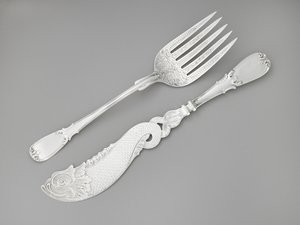 Tenedor y cuchillo de pescado, c. 1835-1845