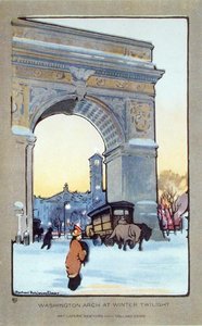 Arco de Washington Square al crepúsculo invernal, postal, c.1914