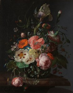 Bodegón con flores sobre una mesa de mármol de Rachel Ruysch
