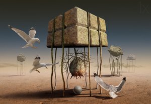 Gaviotas sobre las estructuras del desierto de Radoslav Penchev