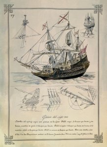Galeón del siglo XVII en un dibujo del siglo XIX