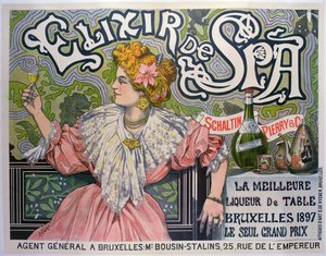 Cartel publicitario del licor belga "Elixir de Spa de Raff (1861 1952)