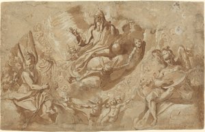 Dios Padre y ángeles en las nubes de Raffaello Motta