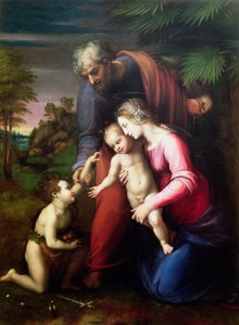 Sagrada Familia con San Juan Bautista, 1513-14 de Raffaello Sanzio Raphael