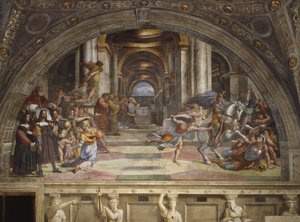La Expulsión de Heliodoro del Templo, Stanza di Eliodoro, 1511-12 de Raffaello Sanzio Raphael