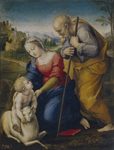 La Sagrada Familia con un Cordero, 1507 de Raffaello Sanzio Raphael