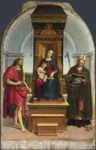 La Madonna y el Niño con San Juan Bautista y San Nicolás de Bari La Madonna Ansidei, 1505 de Raffaello Sanzio Raphael