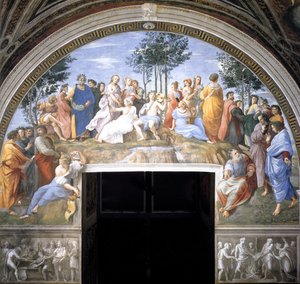 El Parnaso, fresco en la Stanza della Segnatura, 1509-1511 de Raffaello Sanzio Raphael