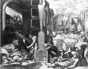 La plaga en animales y humanos de Raffaello Sanzio Raphael