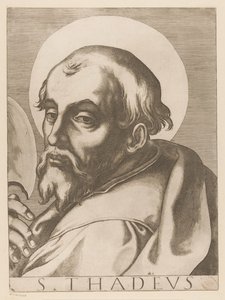 Heilige Judas Tadeo San Tadeo (título sobre el objeto) Cristo, María en de twaalf apostelen (título de la serie) El Sagrado Colegio Apostólico (título de la serie) de Raffaello Schiaminossi