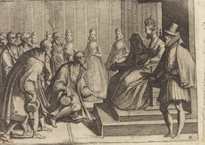 Margarita de Austria Recibiendo a un Noble [verso] de Raffaello Schiaminossi