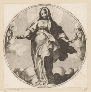 María en las nubes Sancta Maria Mater Dei (título sobre el objeto)