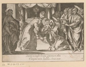 Presentación de van Christus en el templo Vijftien Mysteries van de Rozenkrans (título de la serie) Quince Misterios del Rosario de la Santísima Virgen María (título de la serie) de Raffaello Schiaminossi