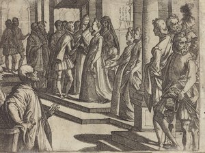 El compromiso de Margarita de Austria con Felipe III, Rey de España [verso] de Raffaello Schiaminossi
