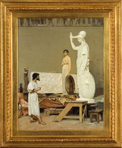 Fidias trabajando en su estatua de Minerva, 1869 de Raffaello Sorbi