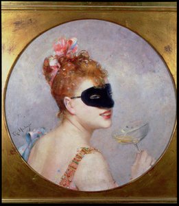 Mujer con máscara (óleo sobre lienzo)