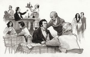 Schubert y sus amigos (gouache sobre papel)
