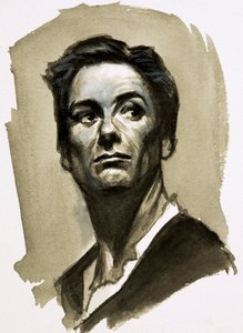 Sir John Gielgud como Hamlet (gouache sobre papel) de Ralph Bruce