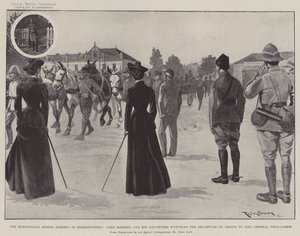 Las Honorables Señoritas Roberts en Bloemfontein, Lord Roberts y sus Hijas Observando la Partida de las Tropas para unirse al General Pole-Carew de Ralph Cleaver