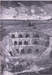 Los modernos habitantes de las cuevas, de Historia de la Gran Guerra Vol 3 publicado por Waverley Book Co Limited, c.1920