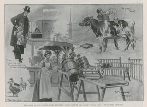 El espectáculo de la Asociación Británica de Agricultores Lecheros en el Salón Agrícola (grabado) de Ralph Cleaver