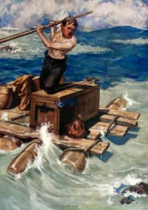 Ilustración para Robinson Crusoe de Daniel Defoe (litografía en color) de Ralph Noel Pocock