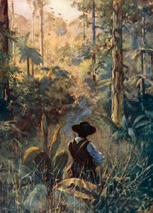 Ilustración para Robinson Crusoe de Daniel Defoe (litografía en color)