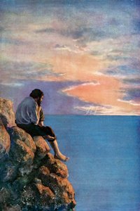 Ilustración para Robinson Crusoe de Daniel Defoe (litografía en color)
